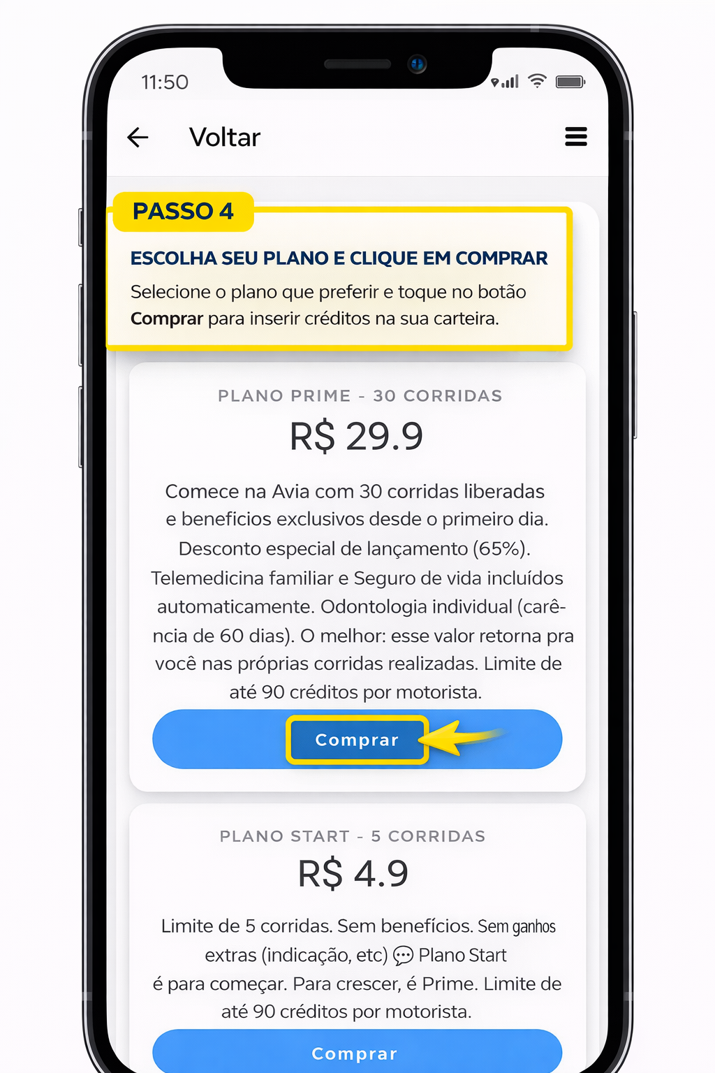 Escolha seu plano e clique em comprar