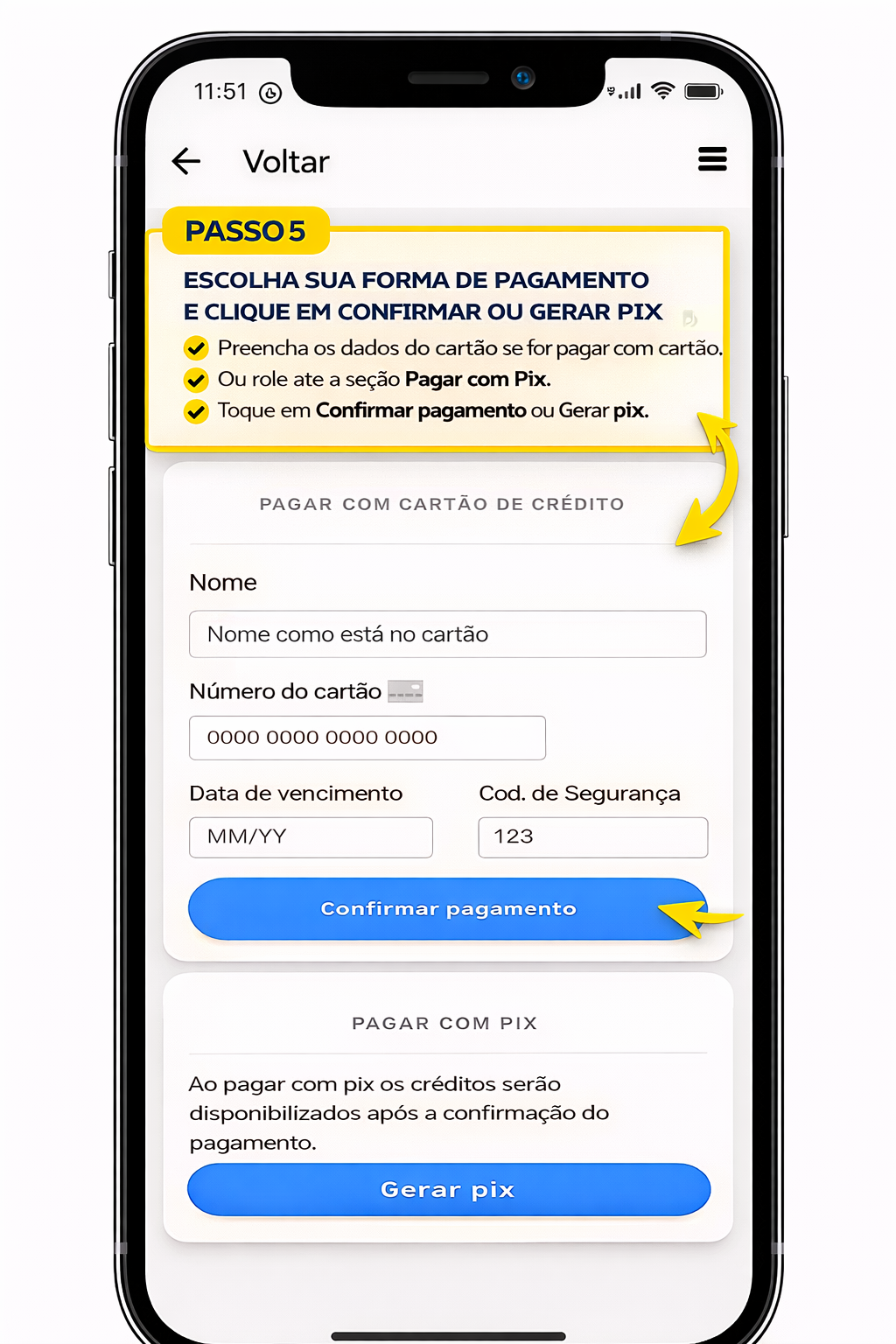 Escolha sua forma de pagamento